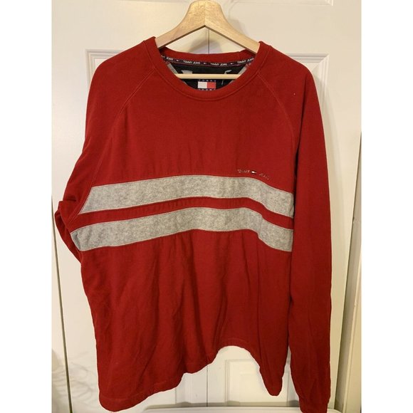 Vtg 90's Tommy Hilfiger Mens Sz XXL pullover crewneck spellout  sweatshirt Red - Picture 3 of 5